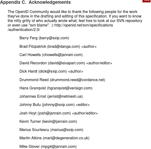 OpenID 2.0 author list